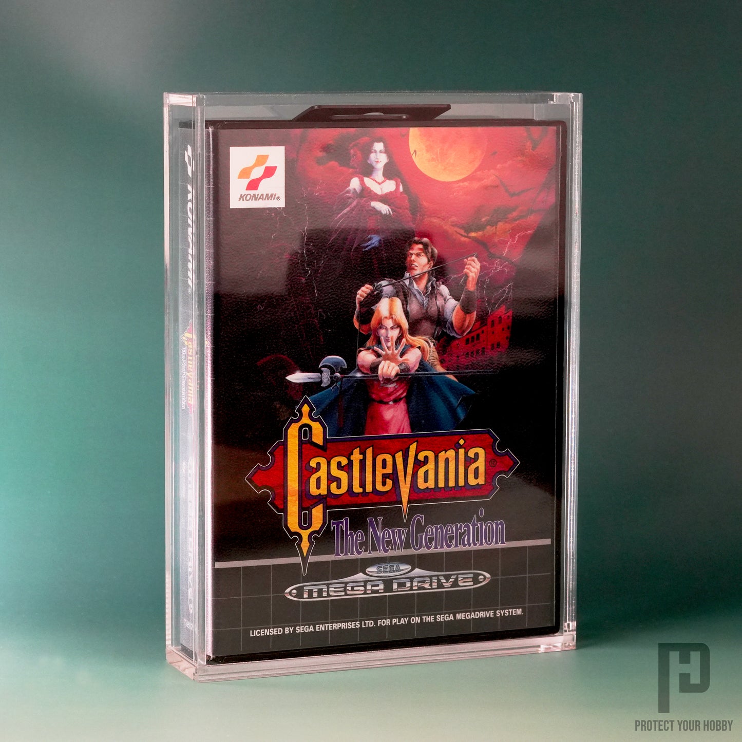 Caja protectora de metacrilato premium para videojuegos de Master System y Mega Drive