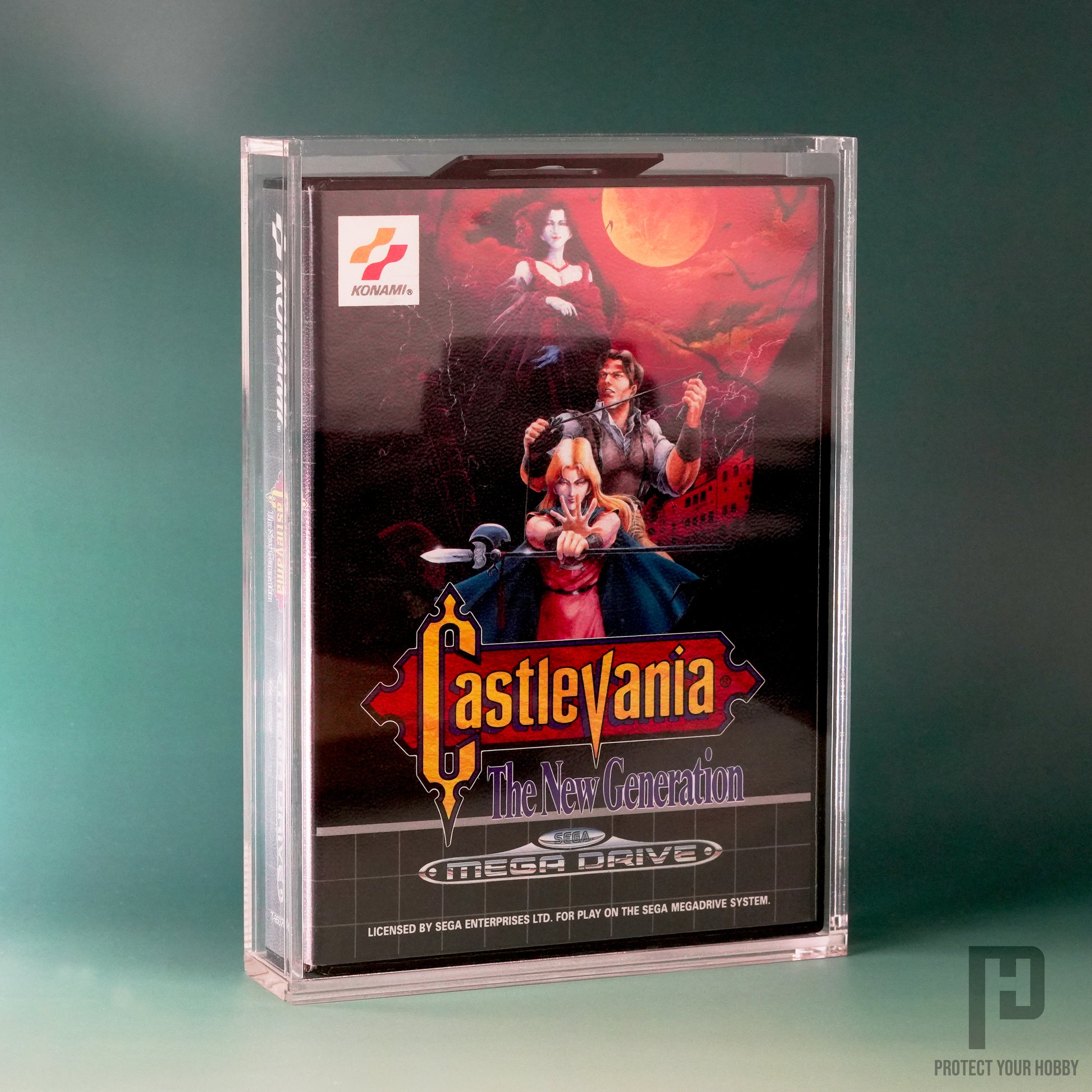 Caja protectora de metacrilato premium para videojuegos de Master System y Mega Drive