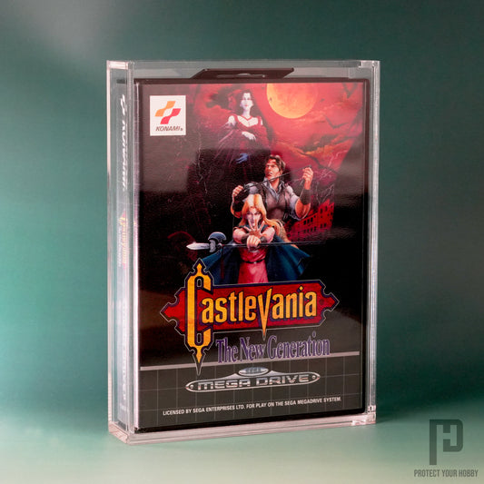 Caja protectora de metacrilato premium para videojuegos de Master System y Mega Drive